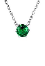 catchy silver round rolo chain May birthstone baby necklace